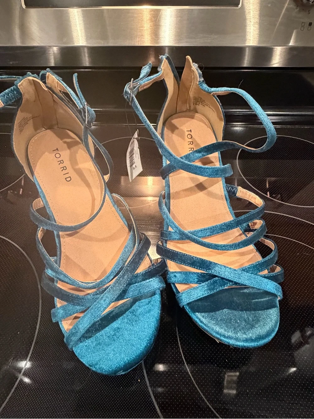 torrid Teal Velvet Crisscross Wedge Sandals